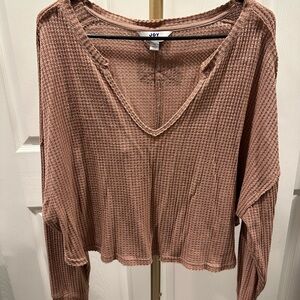 JoyLab Waffle Knit Long Sleeve Top - Brown